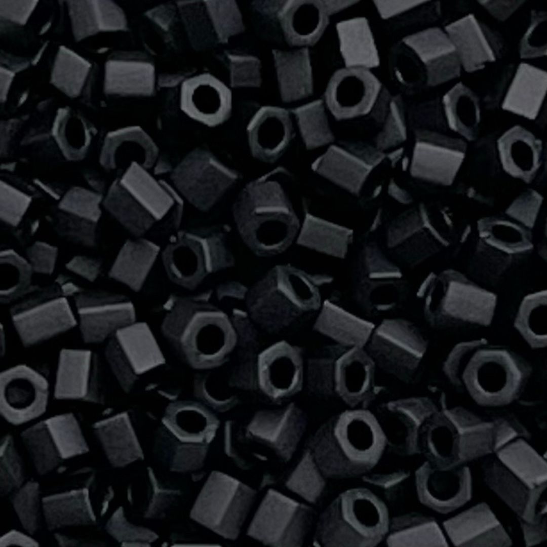 Rocalla Miyuki #8  Hex Cut Matte Opaque Black  x 10 grs - Image 1