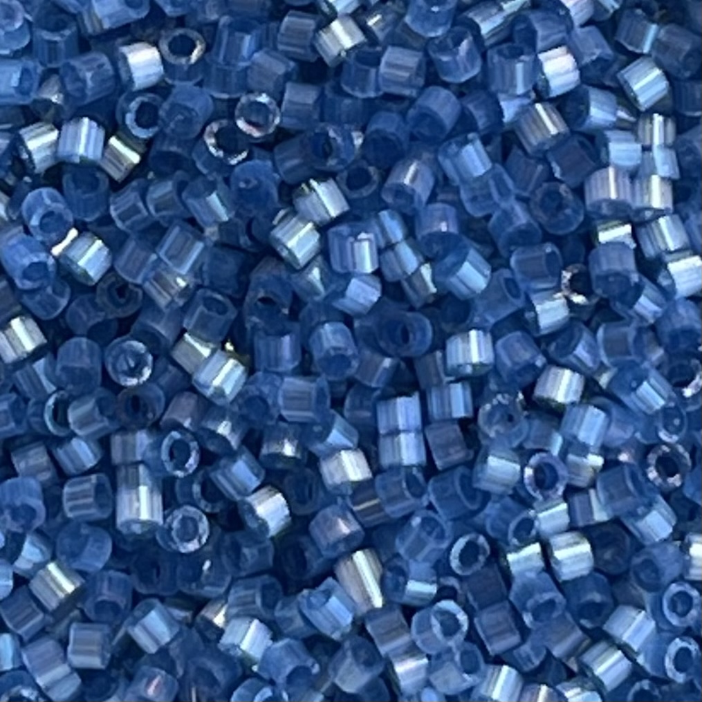 Delica Bead Dyed Dusk Blue Silk Satin