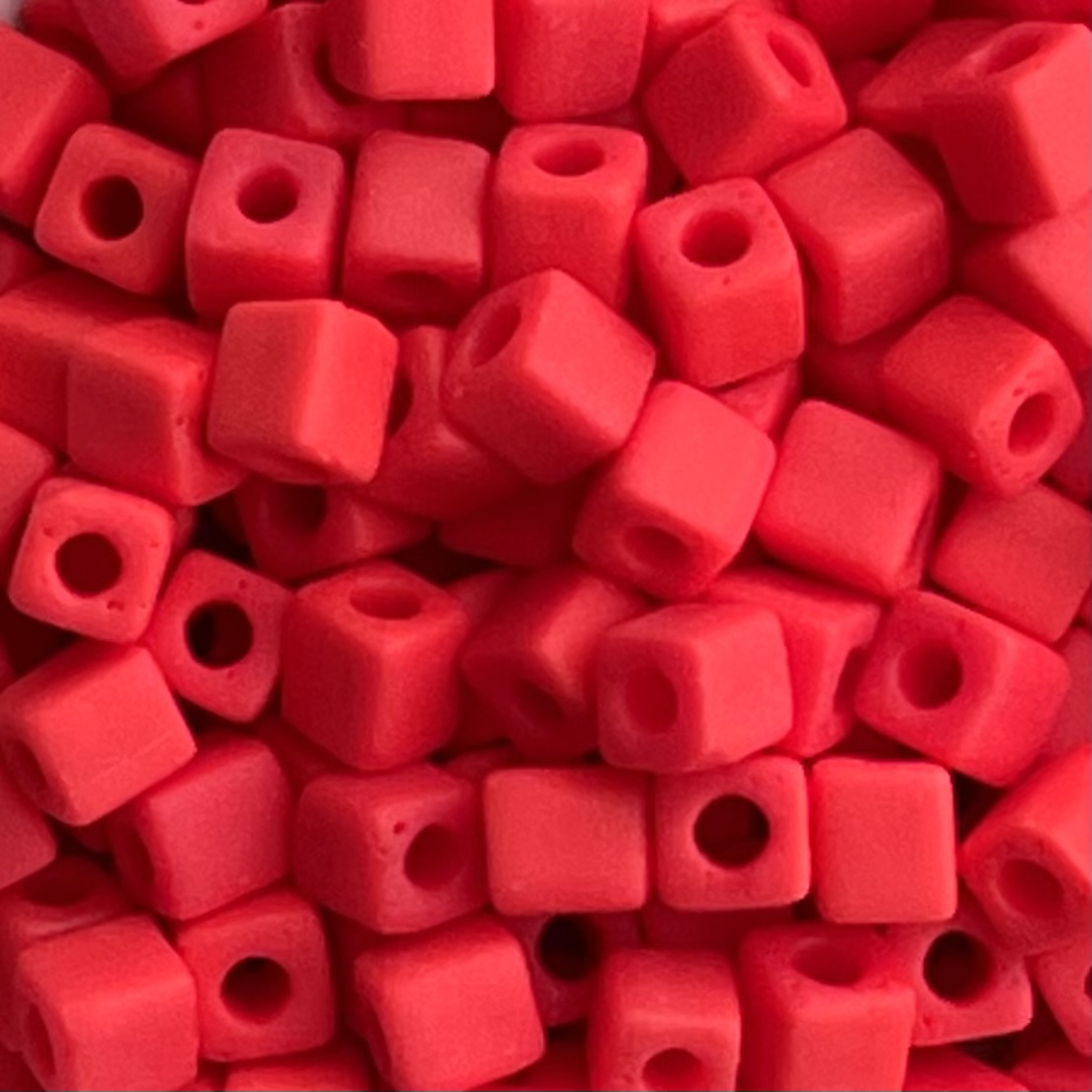 Square 4mm Opaque Frosted Red - Image 1