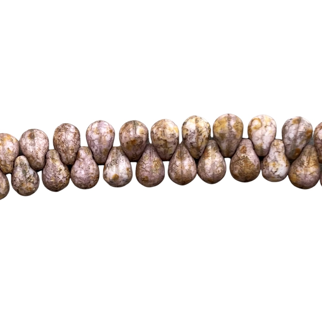 Tear Drops 6x4mm Lava Etch Bronze 25bds/str aprox - Image 1