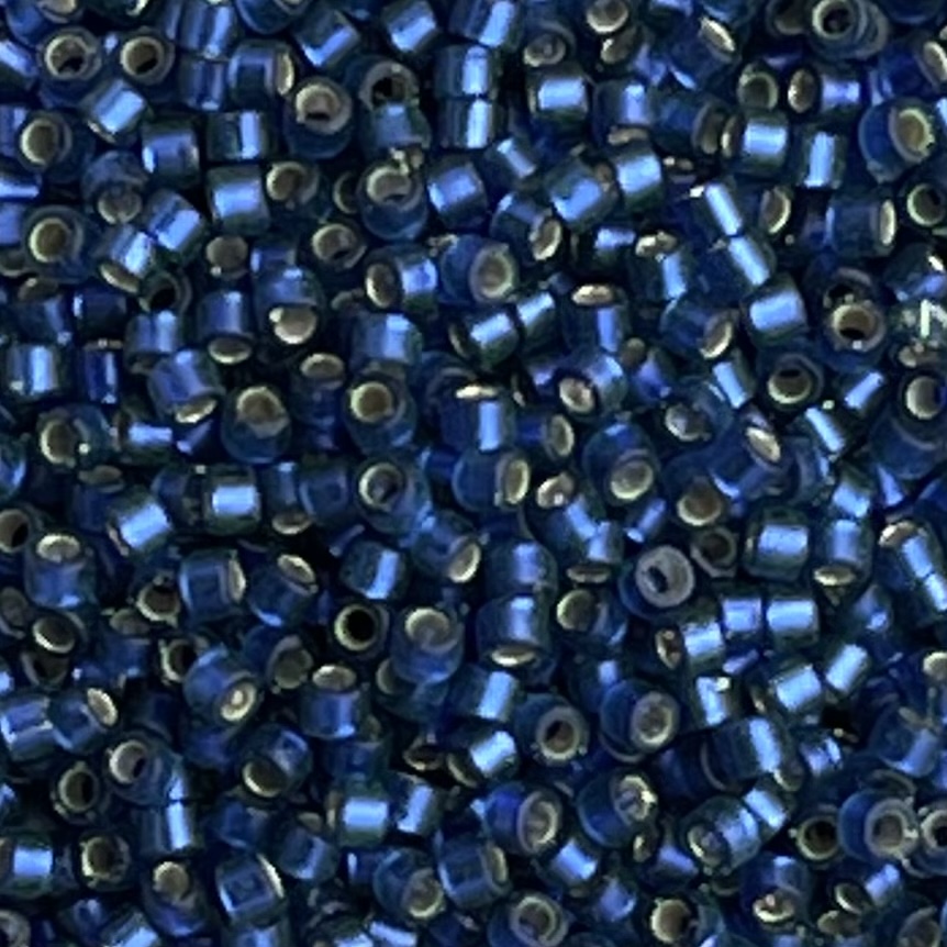 Delica Bead Dyed Semi Matte SilverLine Med Blue
