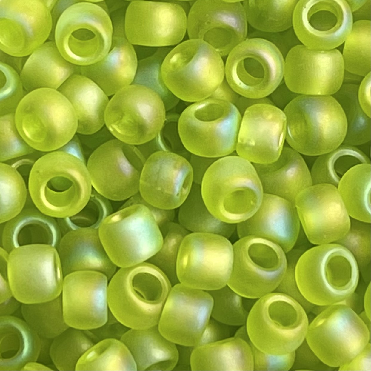 Round #6 Transparent Rainbow Frosted Lime Green - Image 1