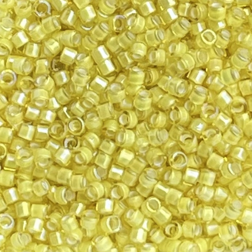 Delica Bead White Lined Yellow AB