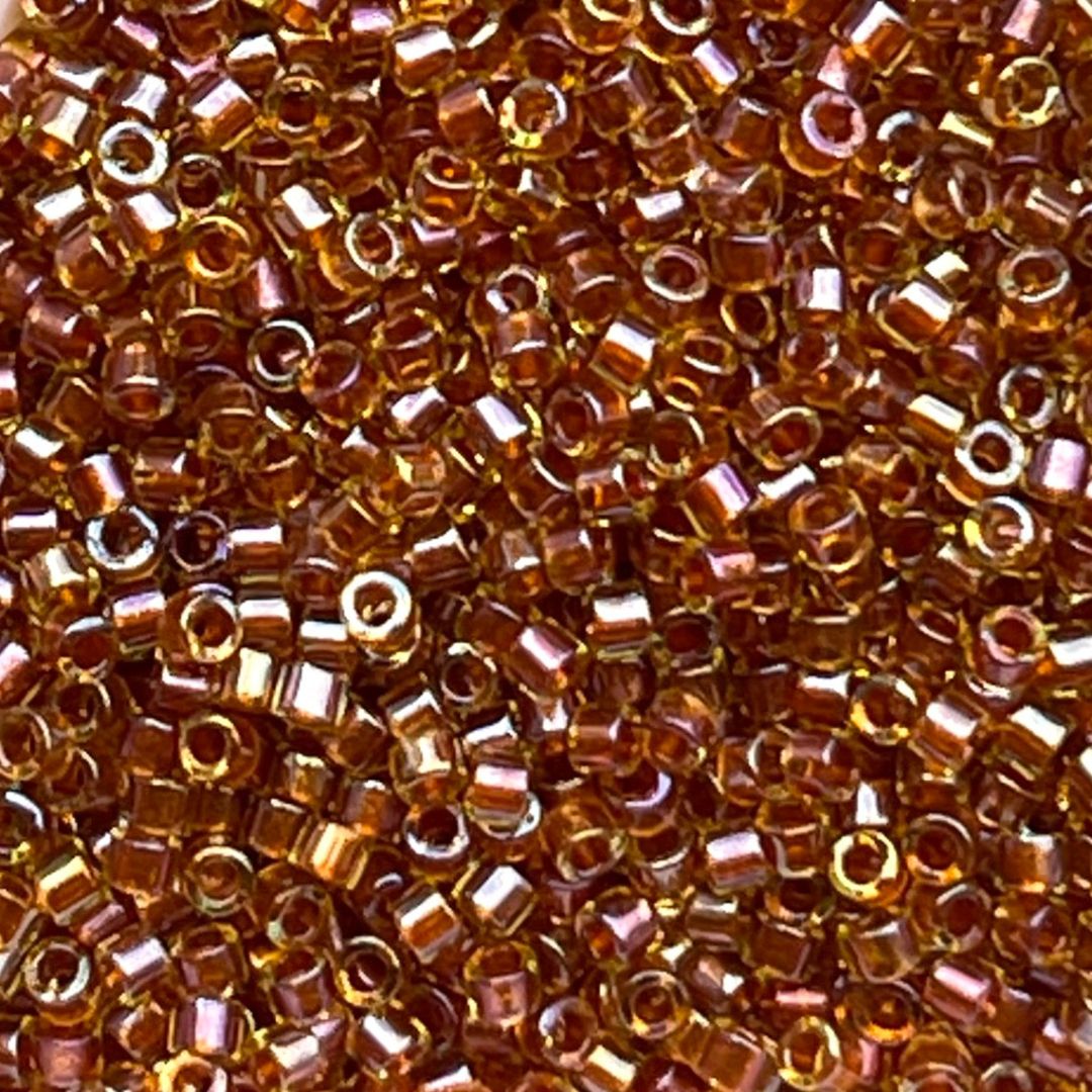 Delica Bead Sparkling Dk Topaz Lined Chartreusse AB - Image 1
