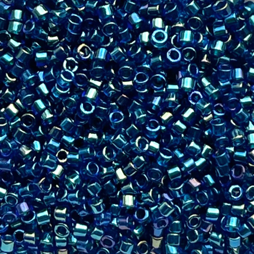 Delica Bead Emerald Lined Cobalt AB - Image 1