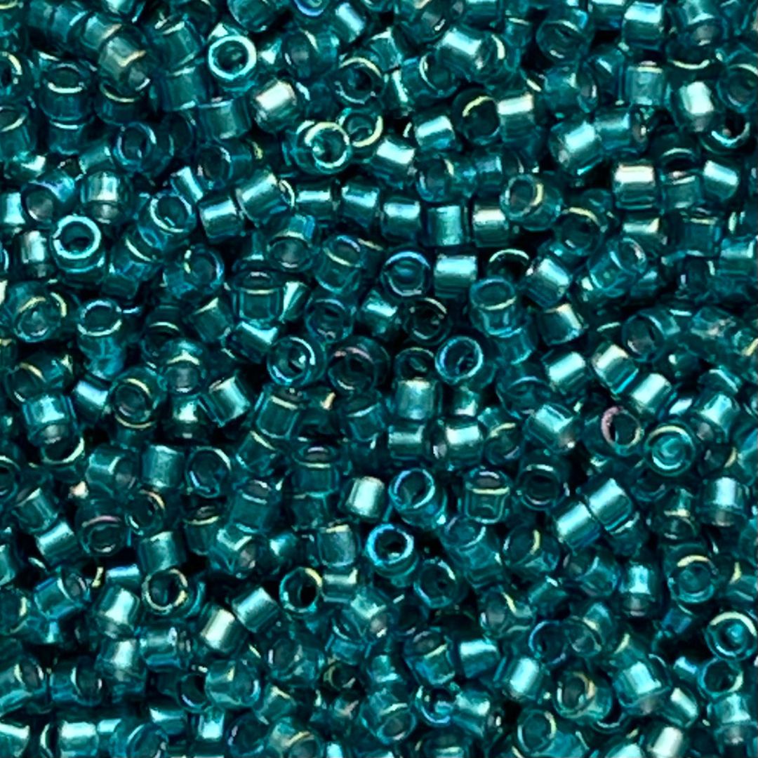 Delica Bead Sparkle Aqua Green Lined Teal AB - Image 1