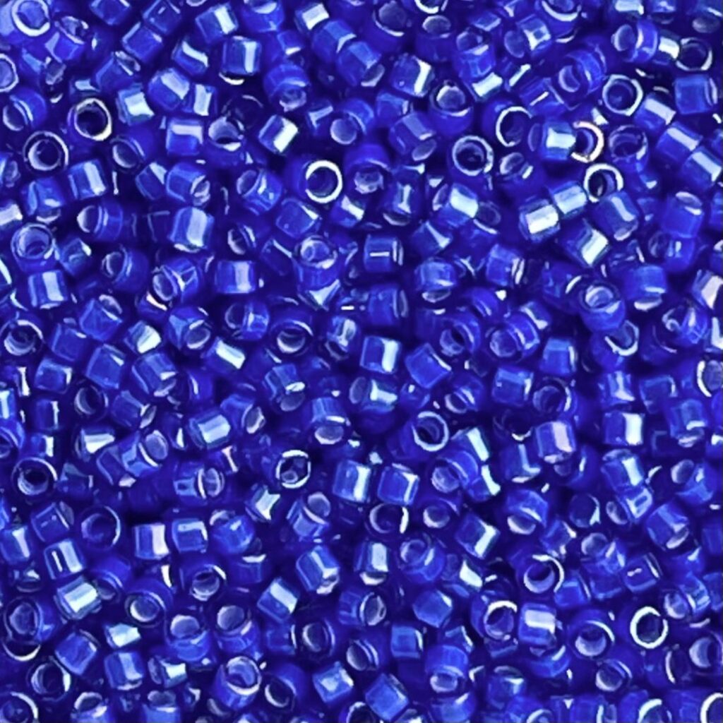 Delica Bead White Lined Cobalt AB