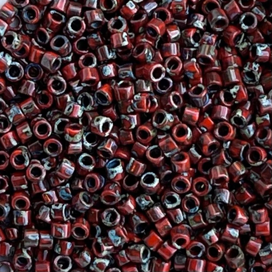 Delica Bead Picasso Opaque Red Garnet - Image 1