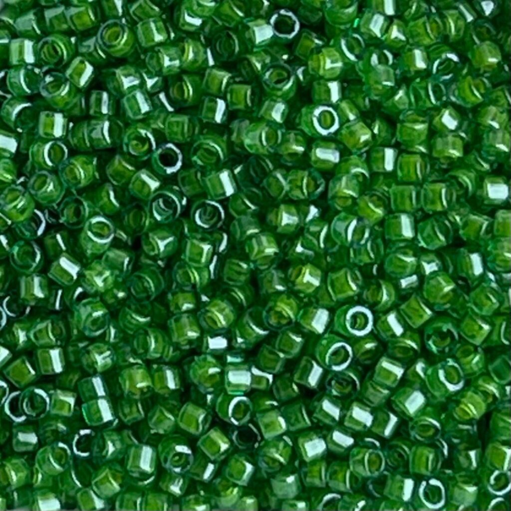 Delica Bead White Lined Green