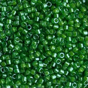 Delica Bead White Lined Green