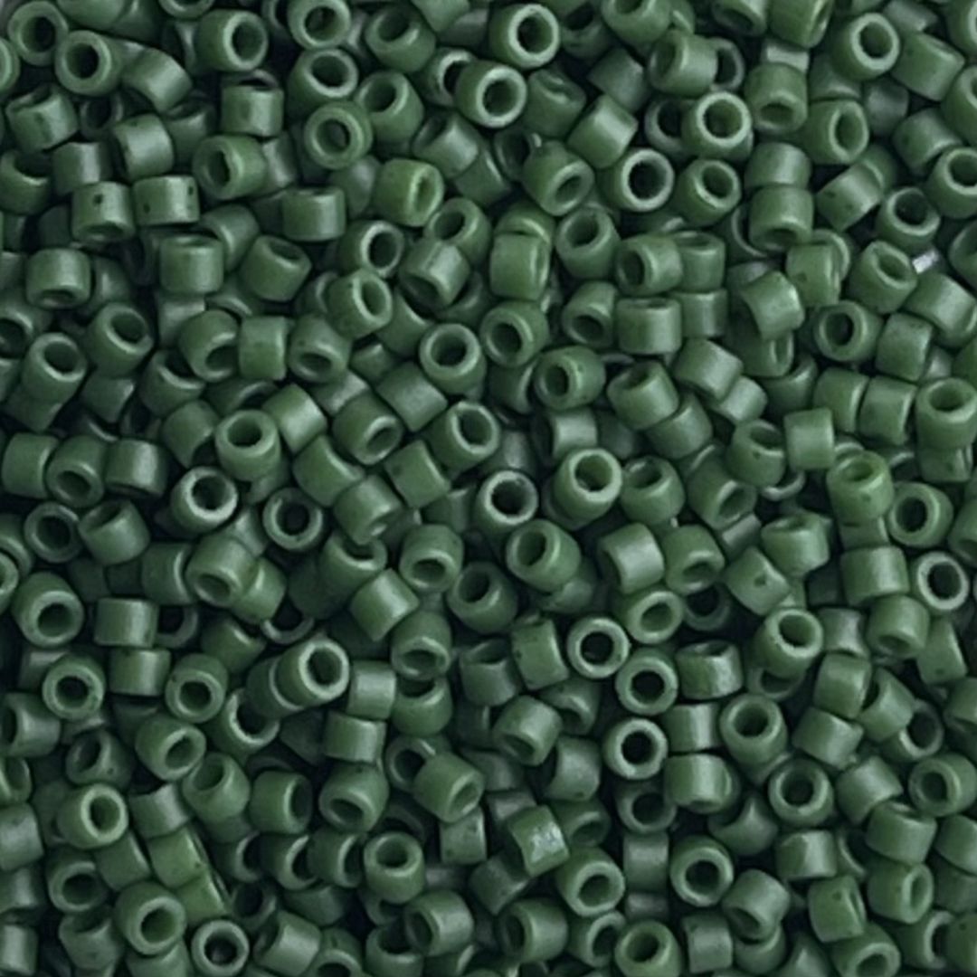 Delica Bead Opaque Dyed Matte Green Jade - Image 1