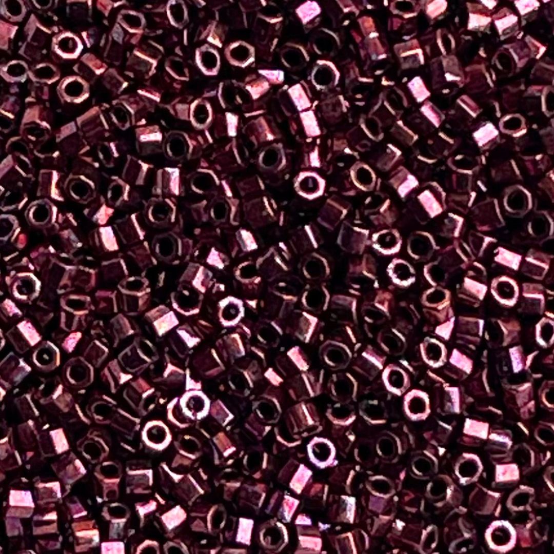 Delica Hex Cut #11 Metallic Raspberry - Image 1