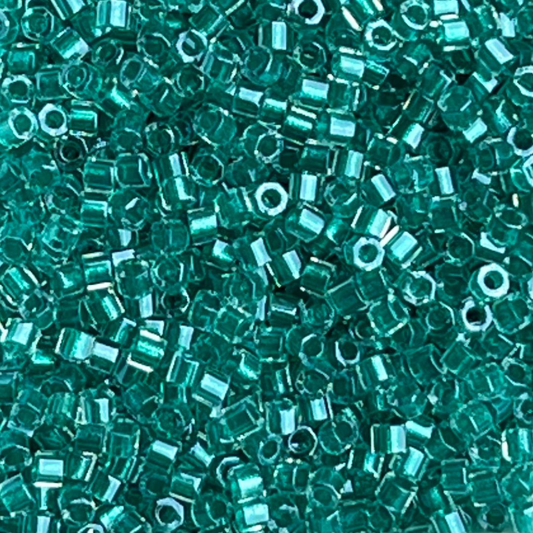 Delica Hex Cut #11 Sparkling Teal Lined Crystal - Image 1