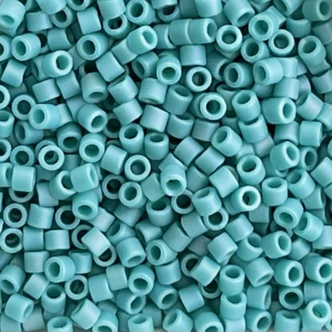 Delica Bead #10 Matte Opaque Turquoise AB - Image 1