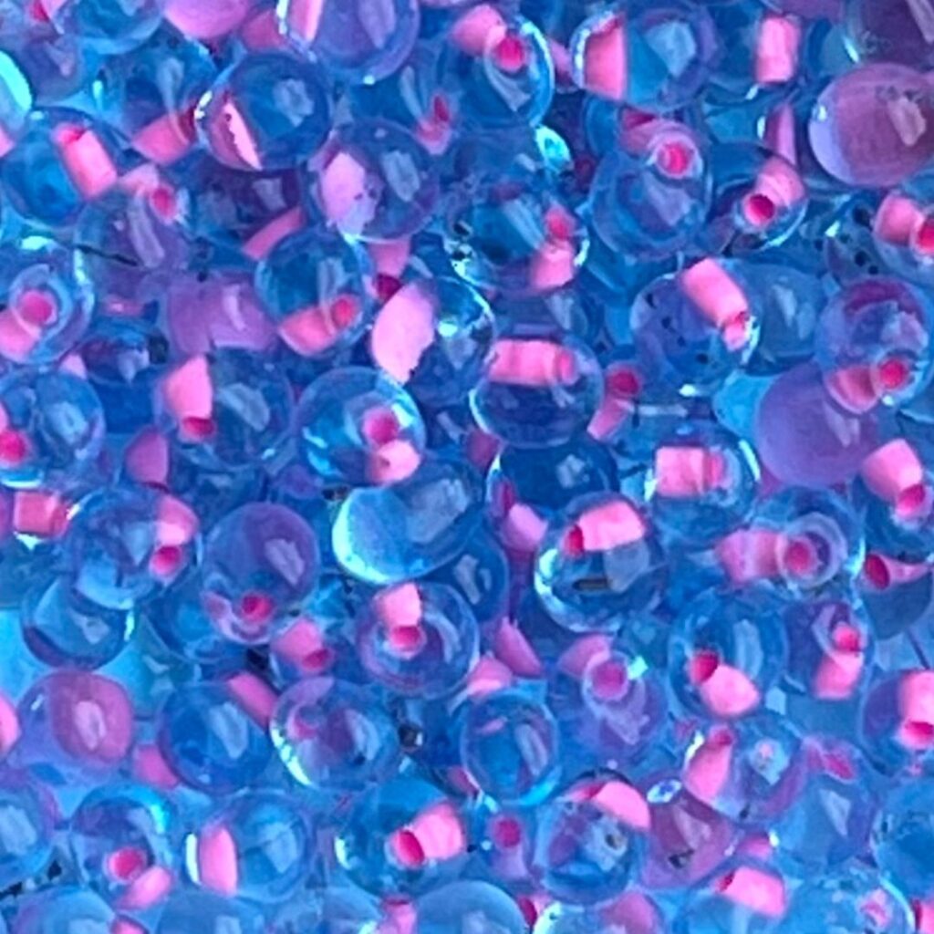 Drop 3.4mm Electric Peach Lined Lt Blue