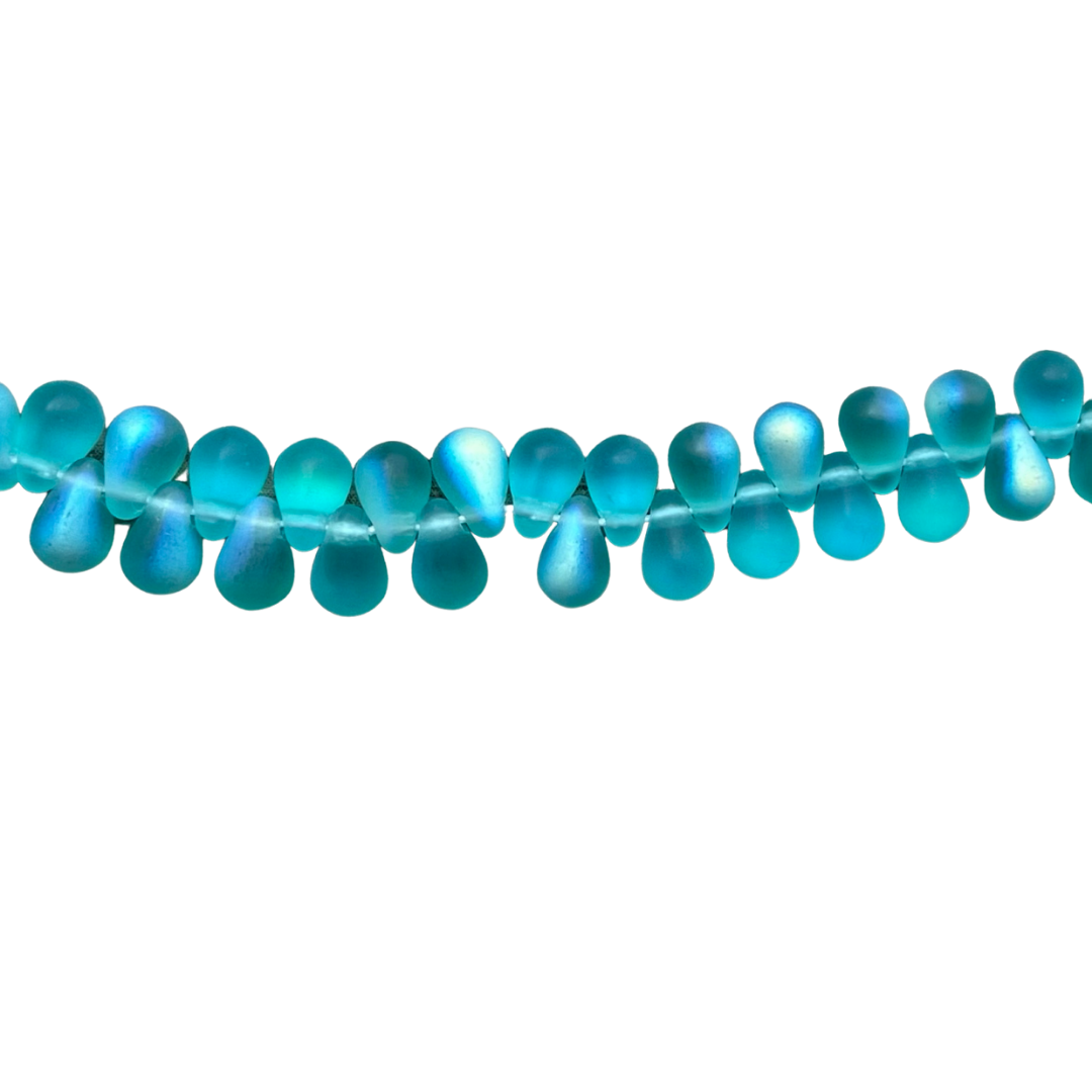 Tear Drops 6x4mm Matte Teal AB 90bds/str aprox - Image 1