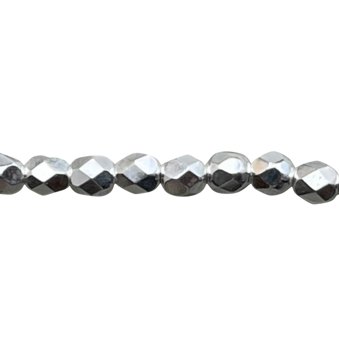 FirePolish 4mm Silver Plate 40bds/str - Image 1