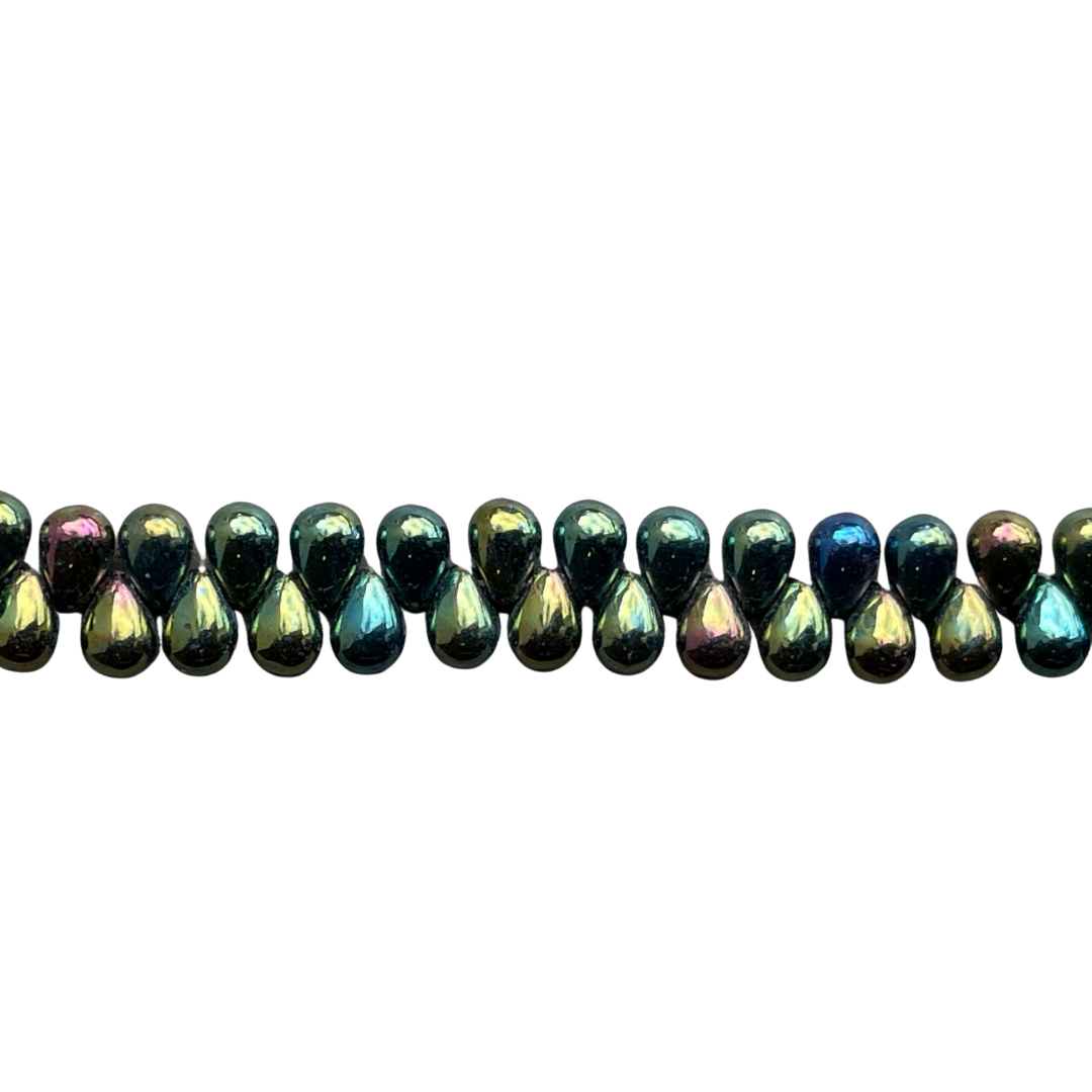 Tear Drops 6x4mm Iris Green 90bds/str - Image 1