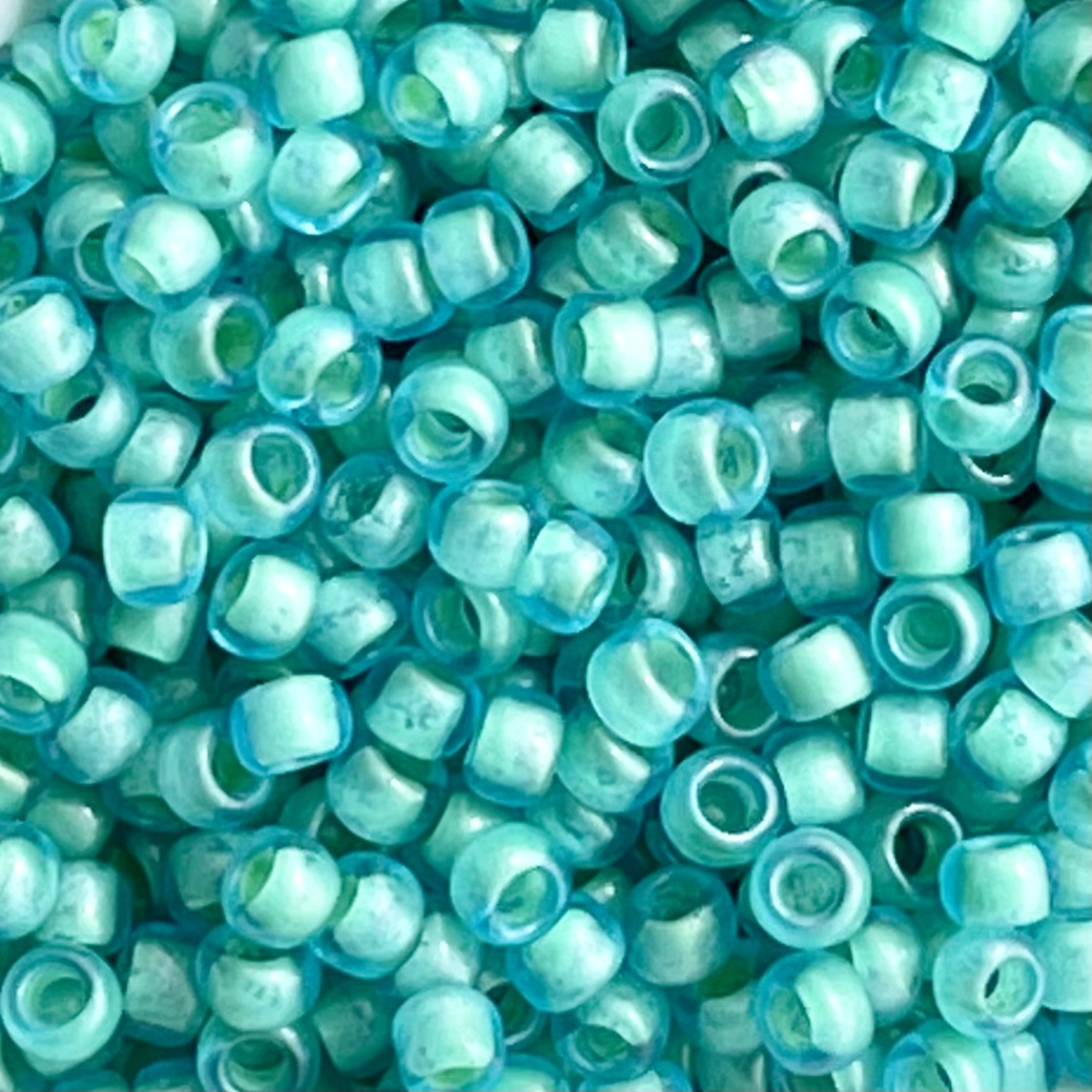 Round #8 Inside-Color Fosted Aqua lt. Jonquil - Lined - Image 1