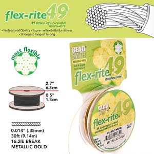 Flex Rite 49 strand 0.014 Metallic Satin Gold x 30 ft