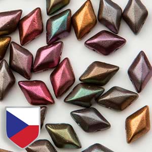 GemDuo 8x5mm Crystal Violet Rainbow Czech Shield x 10 grs