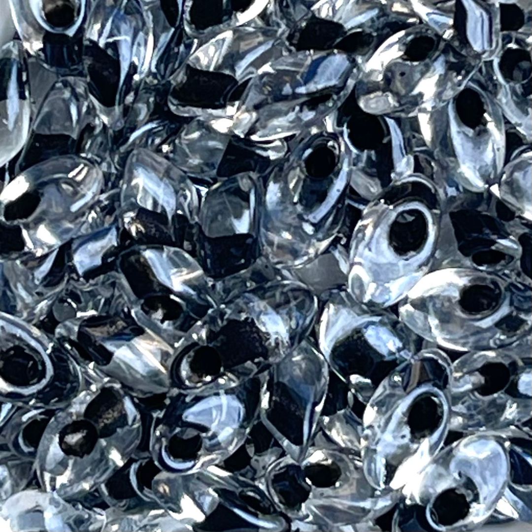Long Magatama Crystal Transparent Navy Blue Luster Iris - Image 1