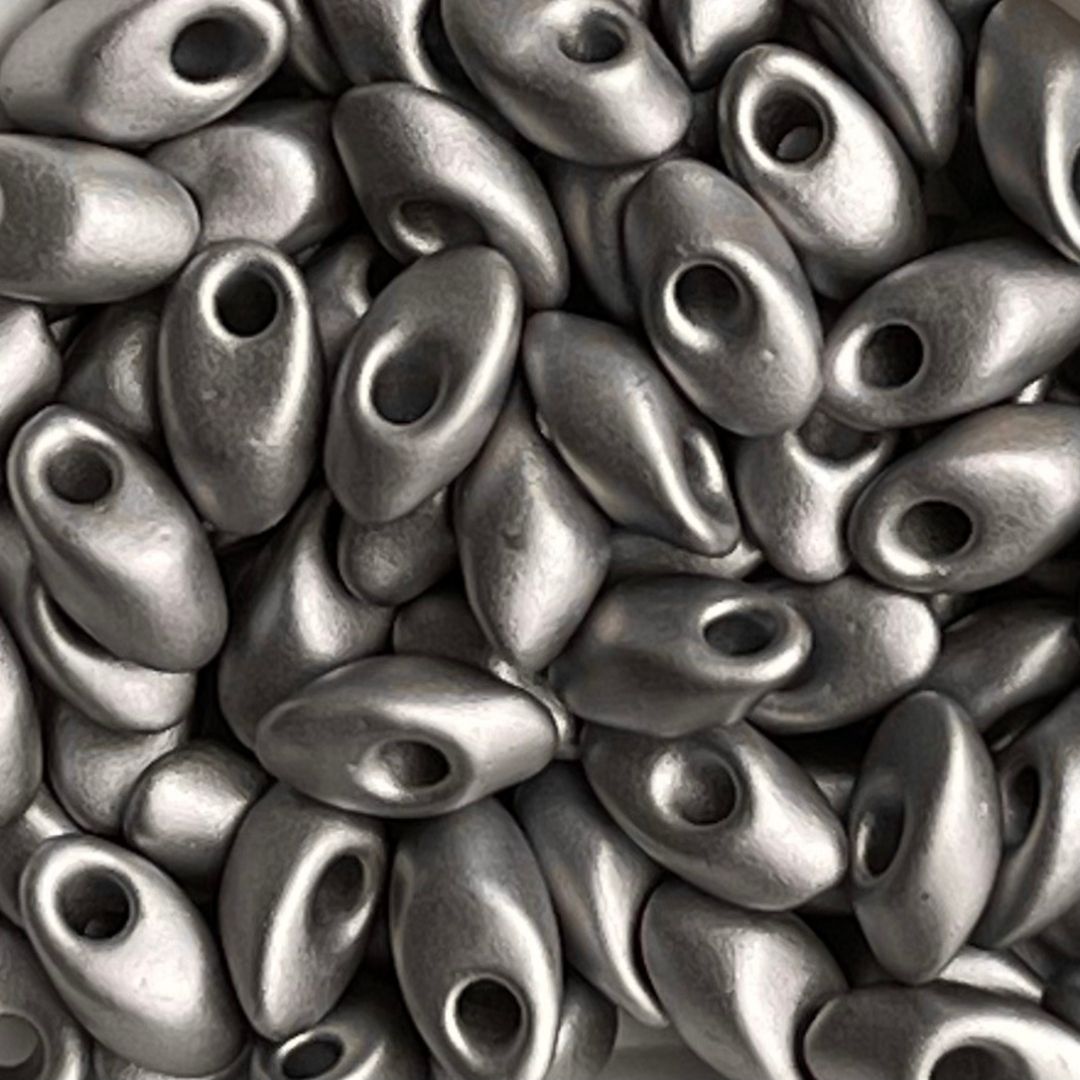 Long Magatama Matte Metallic Silver - Image 1