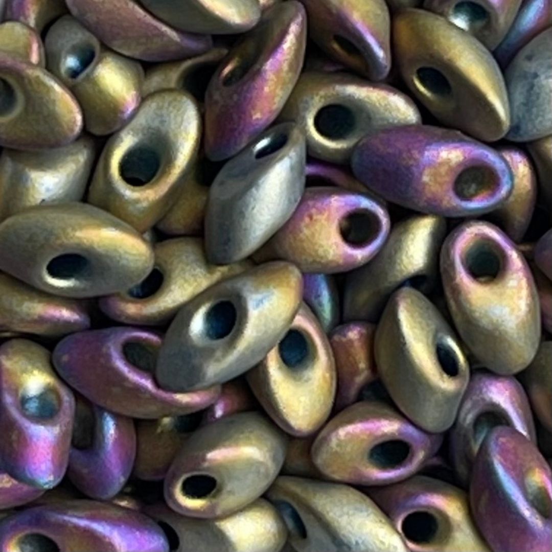 Long Magatama Matte Nickel Plated AB - Image 1