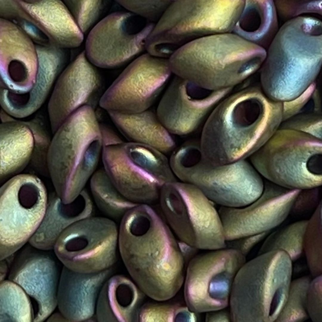 Long Magatama Matte Metallic Khaki Iris - Image 1