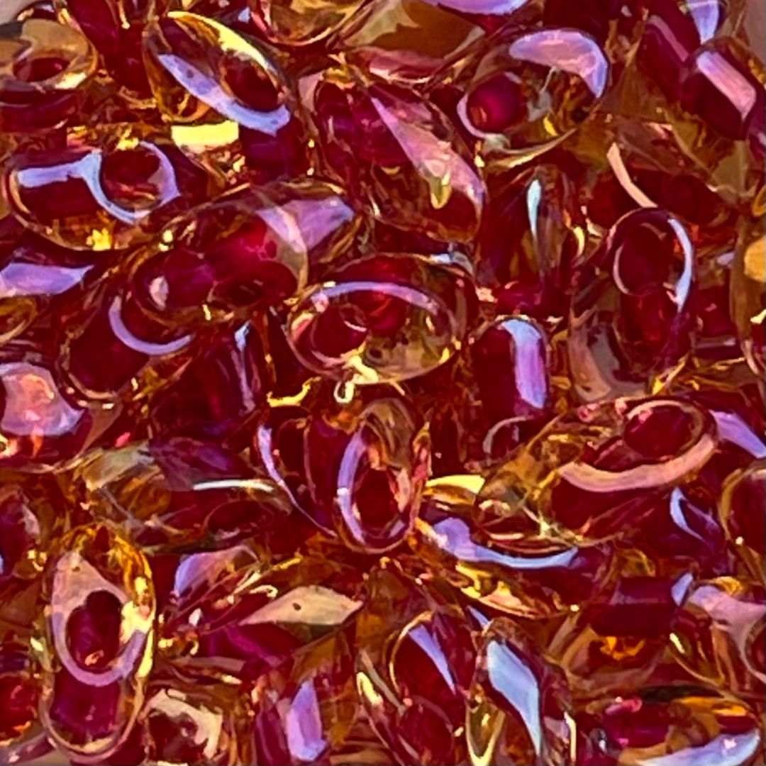 Long Magatama Lt. Cranberry Topaz Luster - Image 1