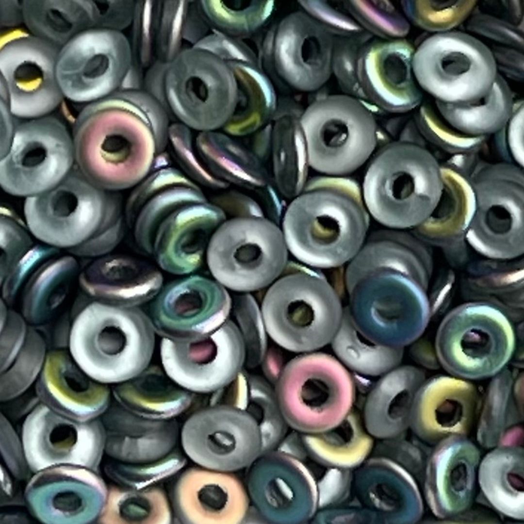 O Beads 3,8 x 1 mm Peridot Vitrail Matte - Image 1
