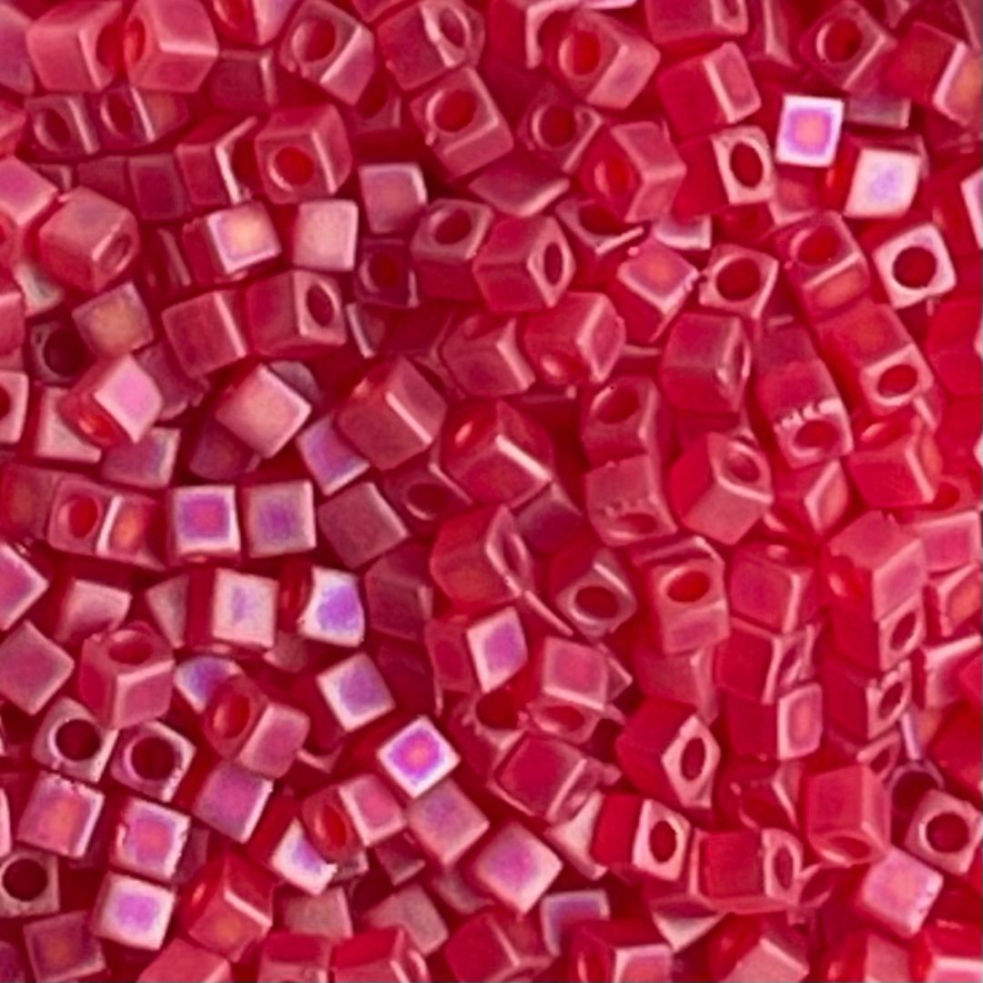 Square Sparkle Matte Transparent Red Orange - Image 1