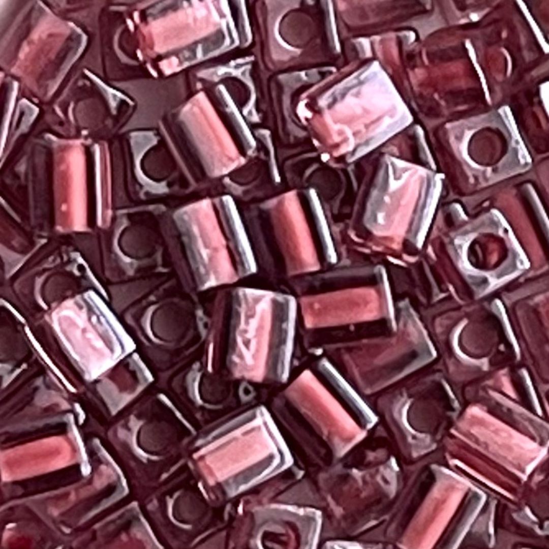 Square 4mm Transparent Color Lined Pink/Pink - Image 1