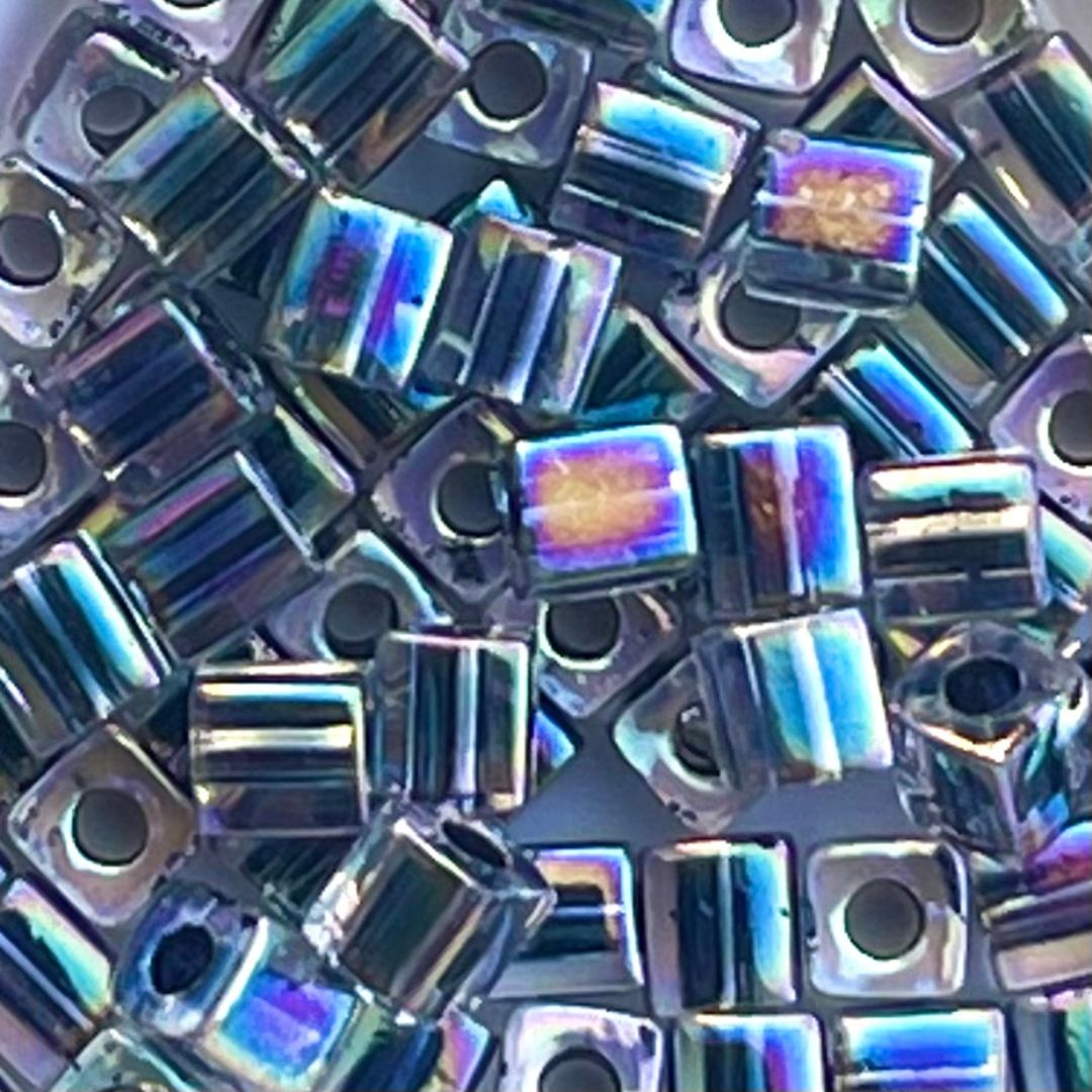 Square 4mm Noir Lined Crystal AB x 10 grs - Image 1