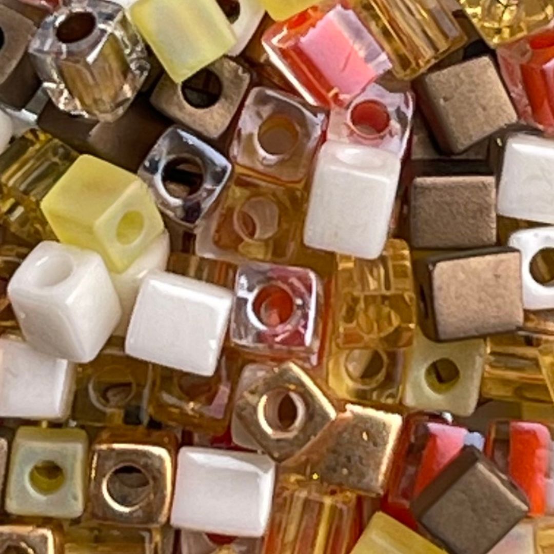Square 4mm Cube Mix Honey Butter - Image 1
