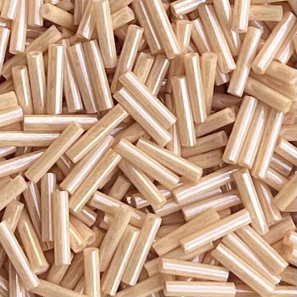 Slender Bugle #2 (6mm) Beige Glazed Luster