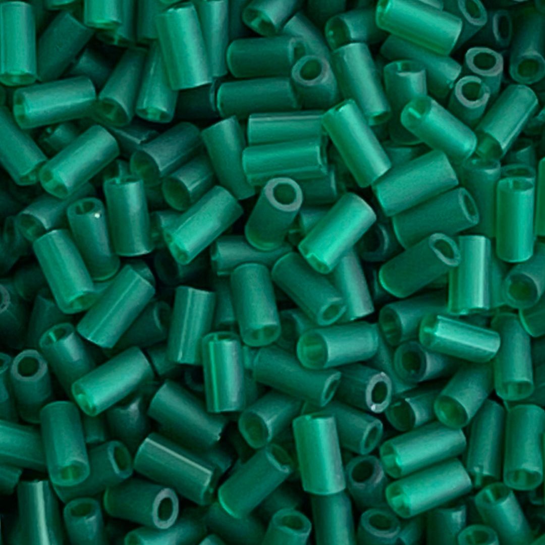 Bugle #1 3mm Transparent Frosted Green Emerald - Image 1
