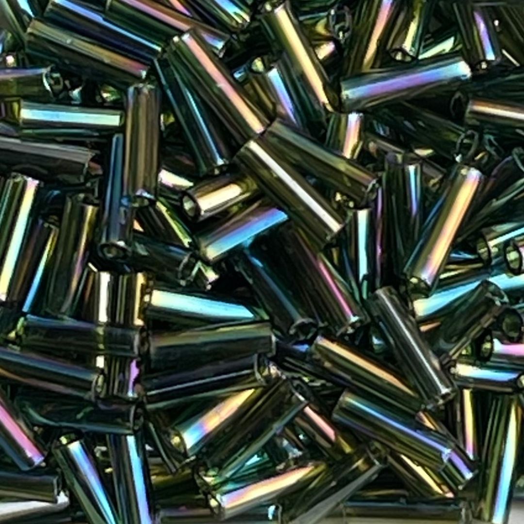 Bugle #2 (6mm) Transparent Rainbow Olivine - Image 1