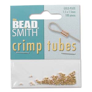 Tube Crimp 1.5x1.5mm Gold Plate - Card 100 und