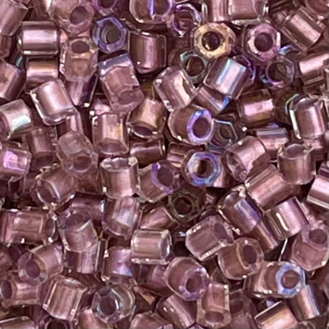 Toho Hexagon #8 Inside Color Crystal Rose Gold Lined - Image 1