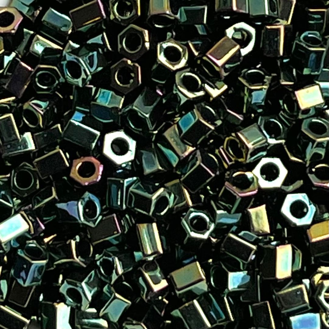 Toho Hexagon #8 Metallic Iris Green Brown - Image 1