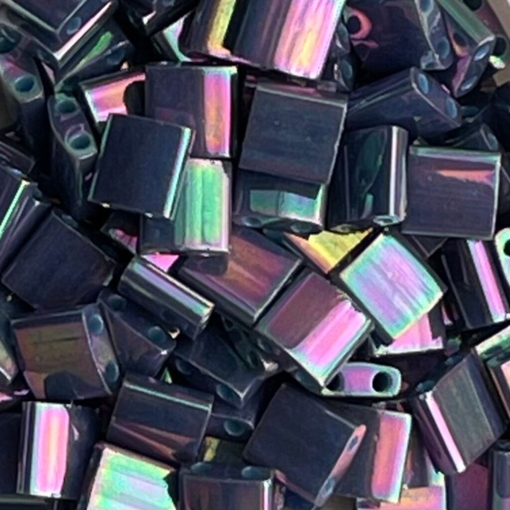 Tila Bead 5mm Opaque Purple Gray Rainbow Luster