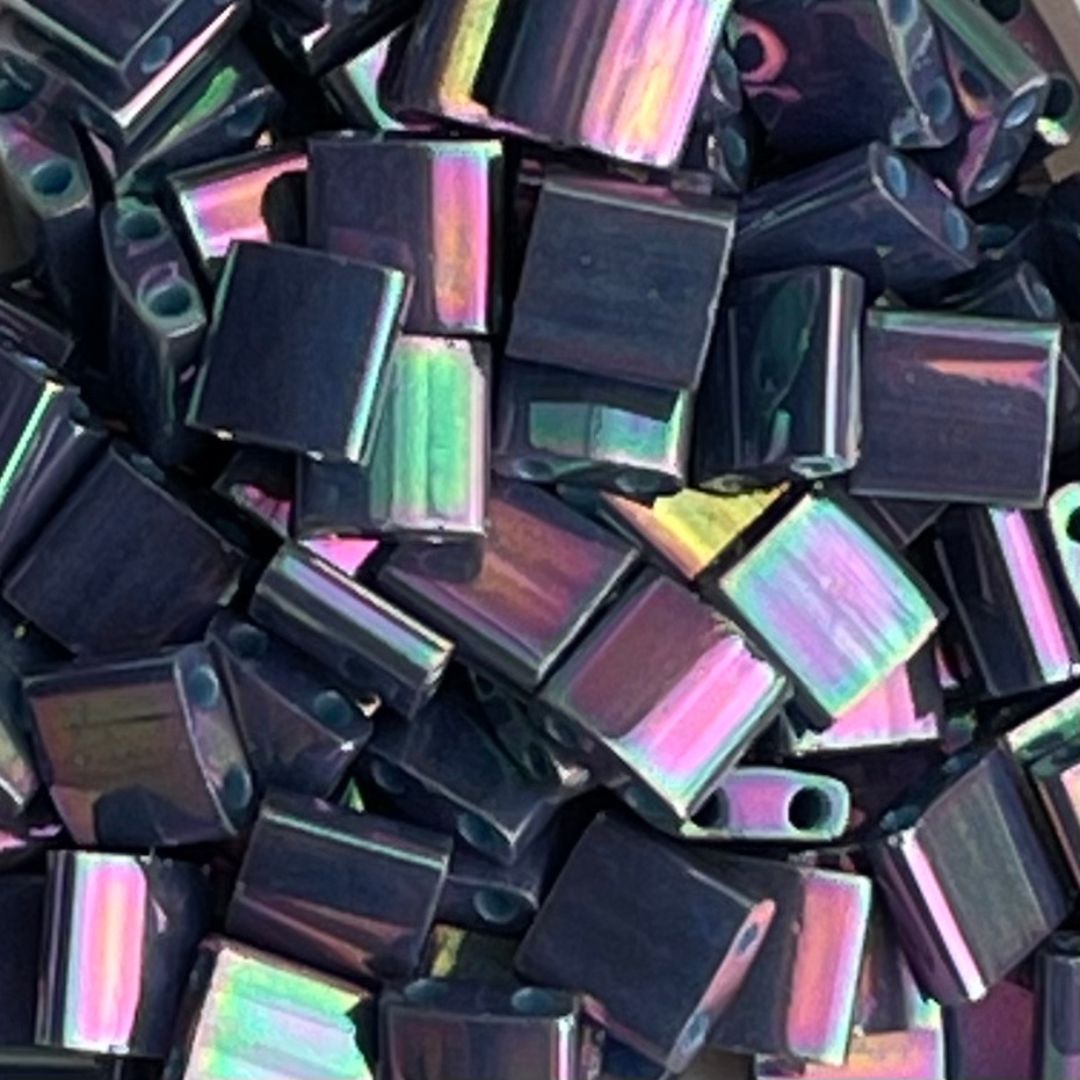 Tila Bead 5mm Opaque Purple Gray Rainbow Luster - Image 1