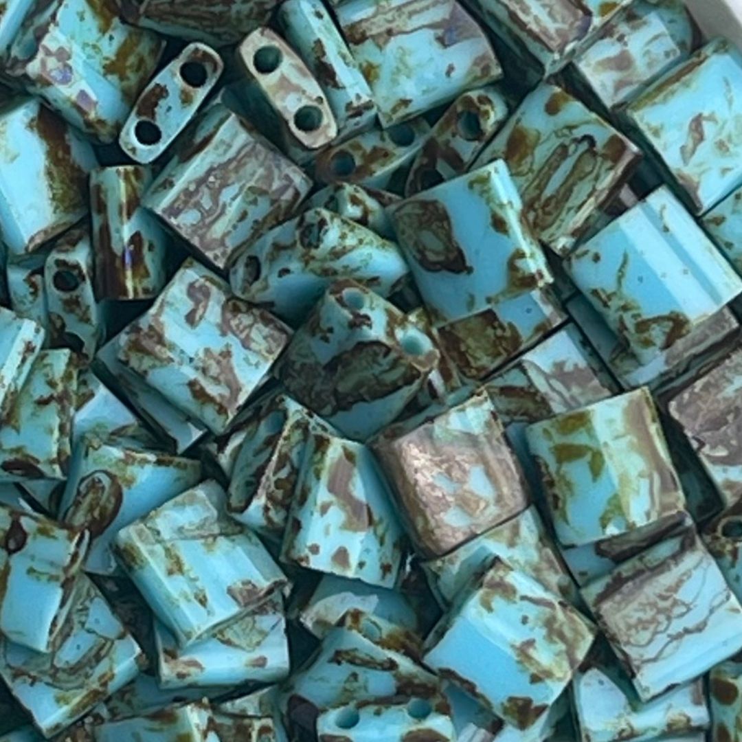 Tila Bead 5mm Picasso Seafoam Green Matte - Image 1