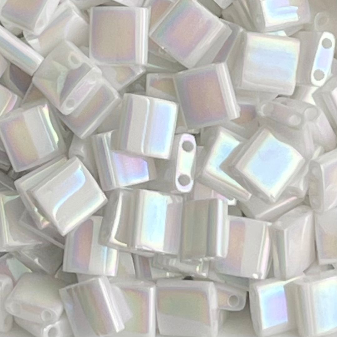 Tila Bead 5mm Opaque Pearl White - Image 1