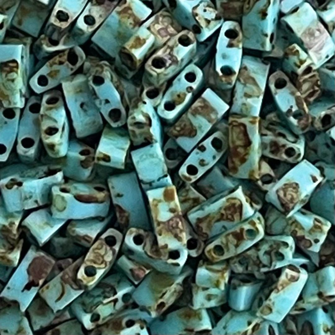 Half Tila Opaque Turquoise Blue Picasso - Image 1