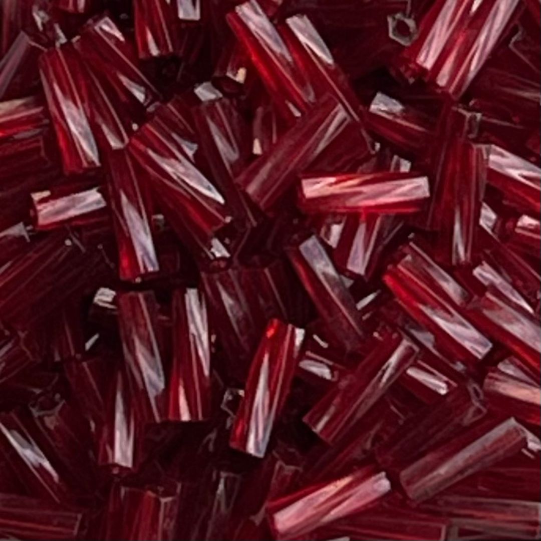 Twisted Bugle 6mm Dyed Transparent Cranberry - Image 1